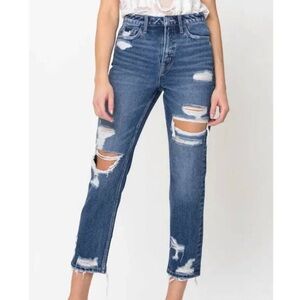 FLYING MONKEY Super High Rise Straight Crop Jeans